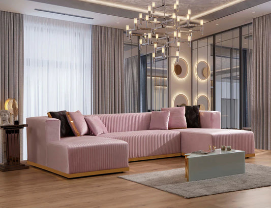 Juliana Pink Velvet Double Chaise Sectional