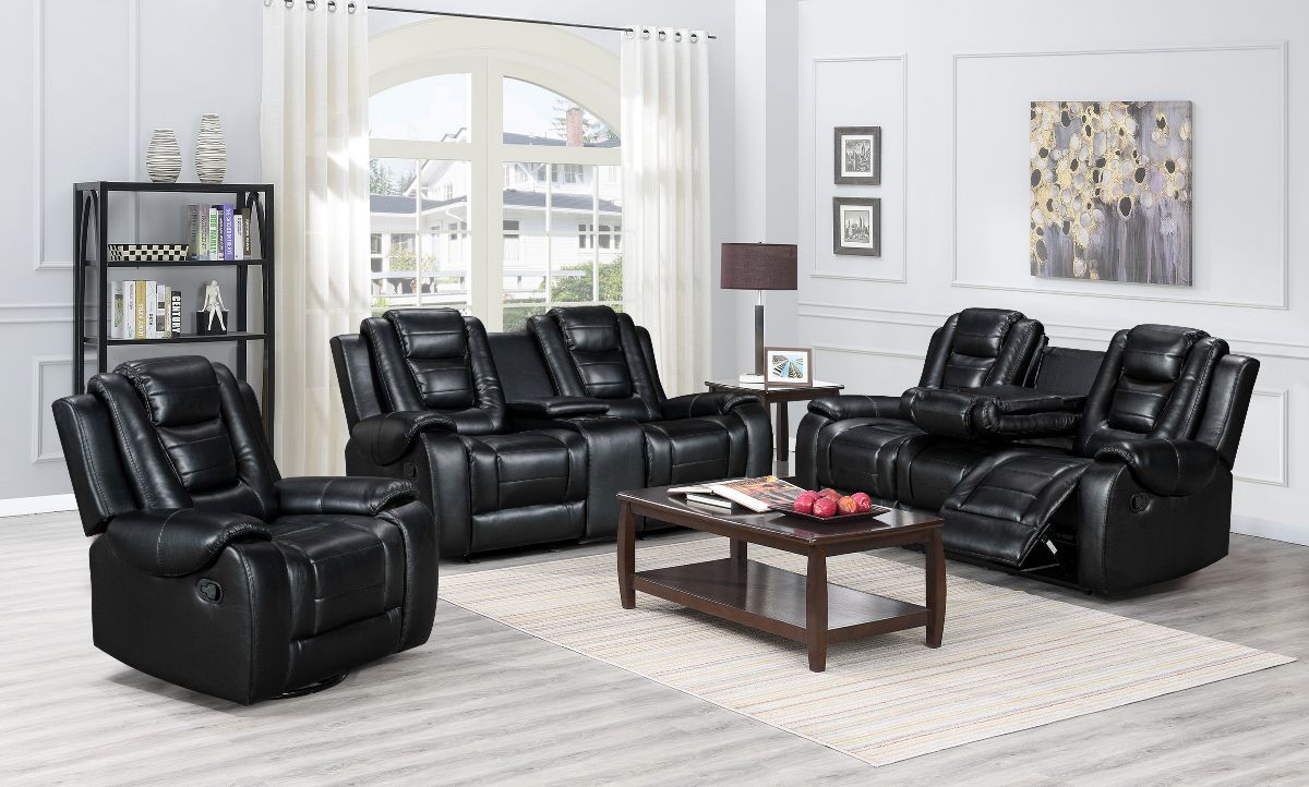 Jordan 3PC Black Sofa Recliner Set