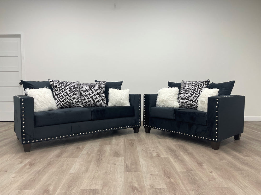 Black 2-PC Sofa and Loveseat