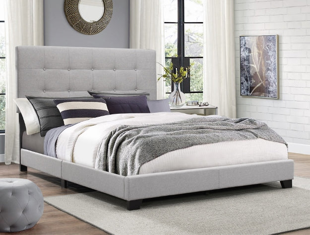 Florence Grey Upholstered Platform Bed - Modern Wood Frame