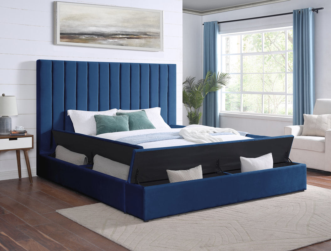 France Blue Platform Bed