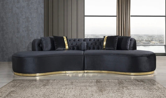 Ella Velvet Black Curved Sectional