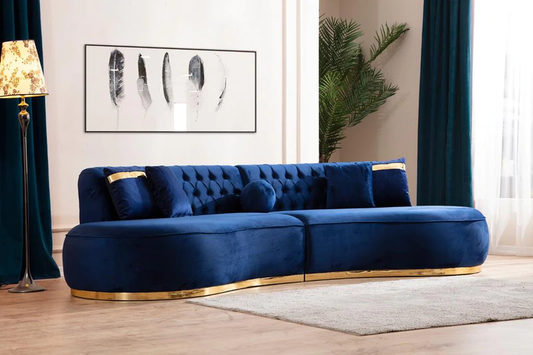 Ella Velvet Blue Curved Sectional