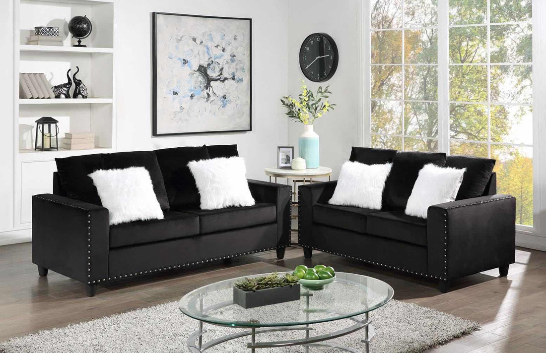 Cinderella Black 2-PC Sofa and Loveseat