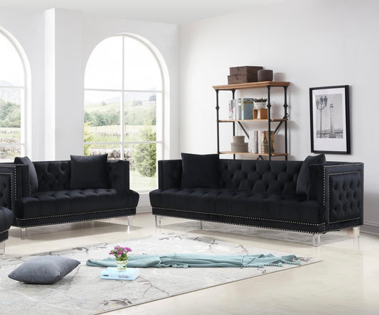 Lucas 2-PC Black Sofa and Loveseat