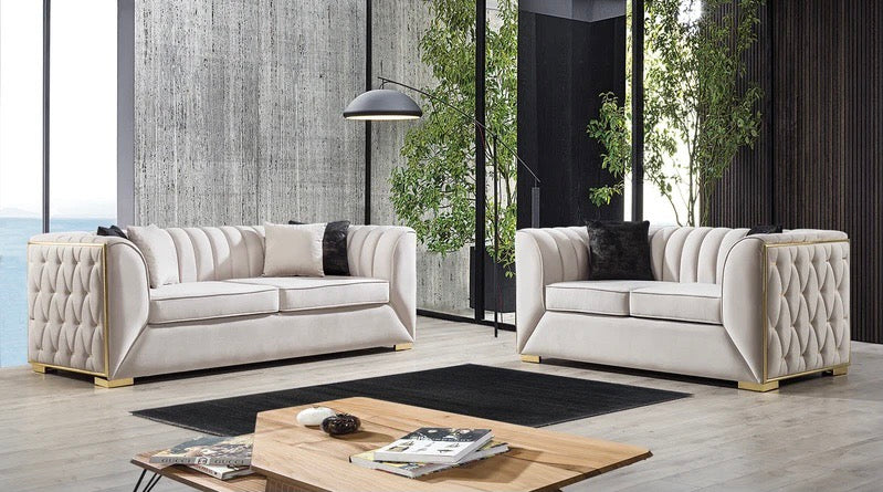 Dream Ivory Velvet Sofa & Loveseats
