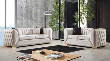 Dream Ivory Velvet Sofa & Loveseat