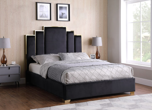 Coco Black Velvet Platform Bed