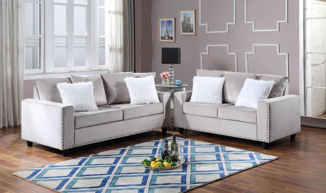 Cinderella Grey 2-PC Sofa and Loveseat