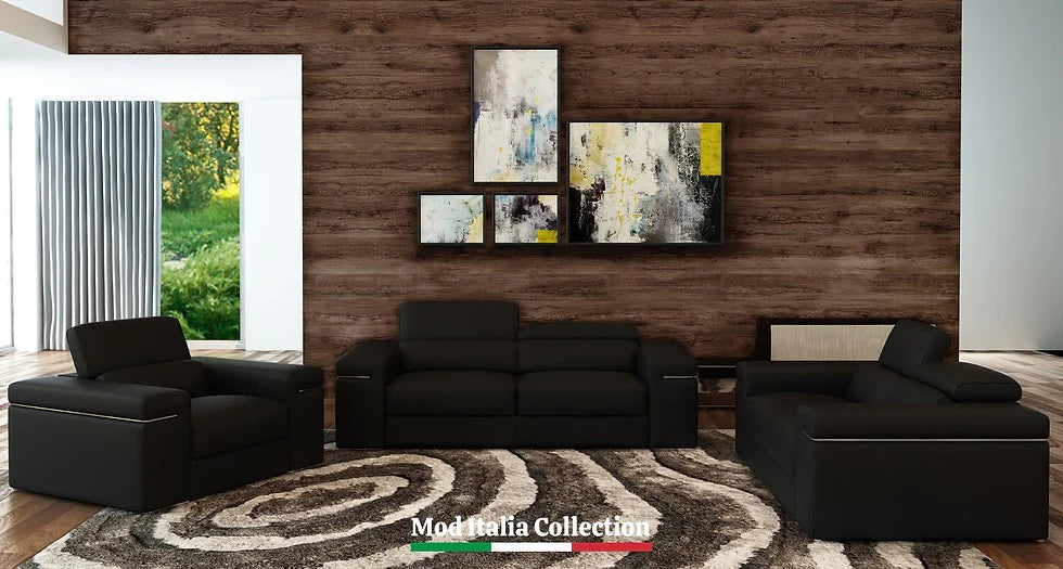 Soho Black 3-PC Sofa,Loveseat and Chair