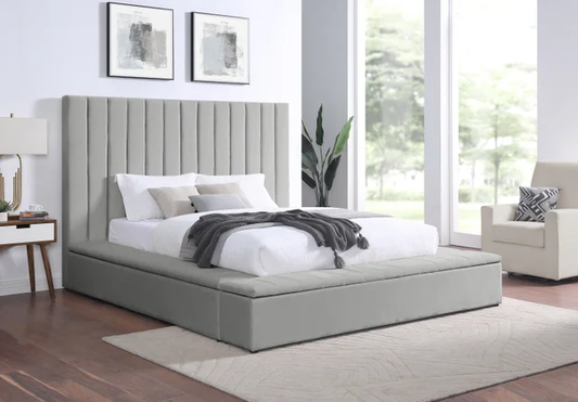 France Gray Platform Bed