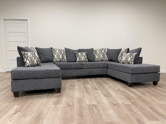 Steel Double Chaise Chenille Sectional