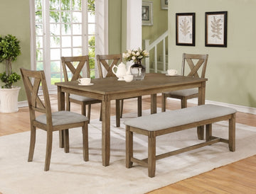 Clara 6-Piece Table and Chair Set with Bench