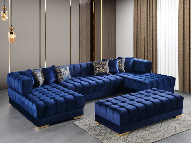 Ariana Velvet Blue Double Chaise Sectional