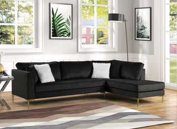 Catalina Black Velvet Sectional