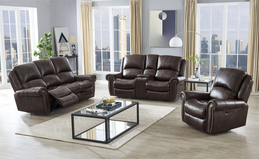 Italia Top Grain Brown Leather Reclining Set