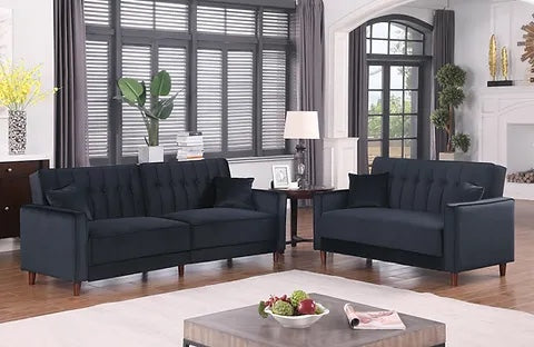 Cozy Black Sofa Bed and Loveseat Bed