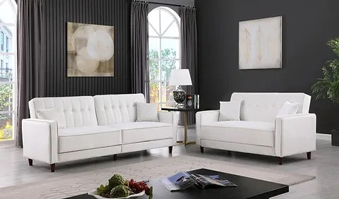 Cozy Cream Sofa Bed and Loveseat Bed