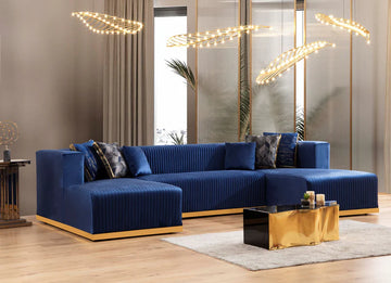 Juliana Blue Velvet Double Chaise Sectional