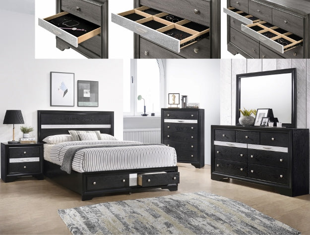 Regata Black/Silver Bedroom Suite