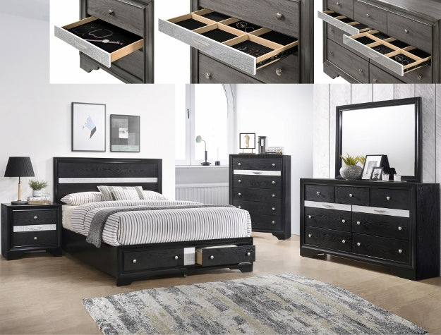 Regata Bedroom Suite | Hidden Drawers & Storage Footboard | Crown Mark