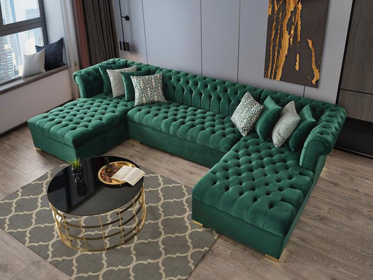 Lauren Green Velvet Sectional