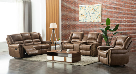 Rivercreek Brown Leather 3pc Reclining Set