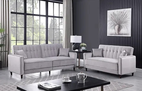 Cozy Grey Sofa Bed and Loveseat Bed