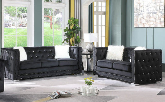 Paris Black 2-PC Sofa and Loveseat