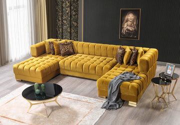 Ariana Velvet Mustard Double Chaise Sectional