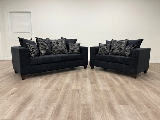 Hollywood Black  2-PC Sofa and Loveseat