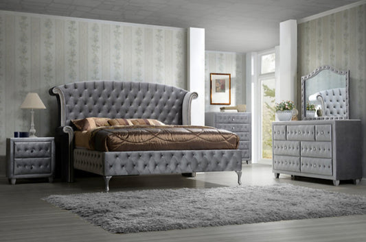 Sofia Gray Velvet Bedroom Set