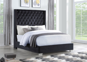 Emily Velvet Diamond Tufted Bed