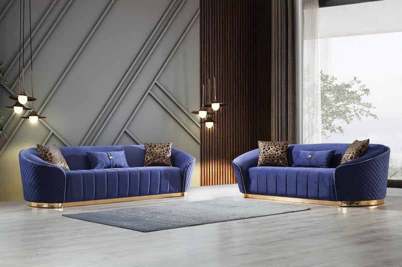 Aster Blue Velvet Sofa & Loveseats