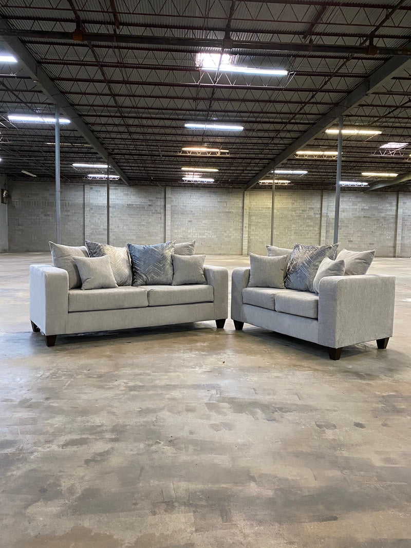 Dove Grey 2-PC Sofa and Loveseat