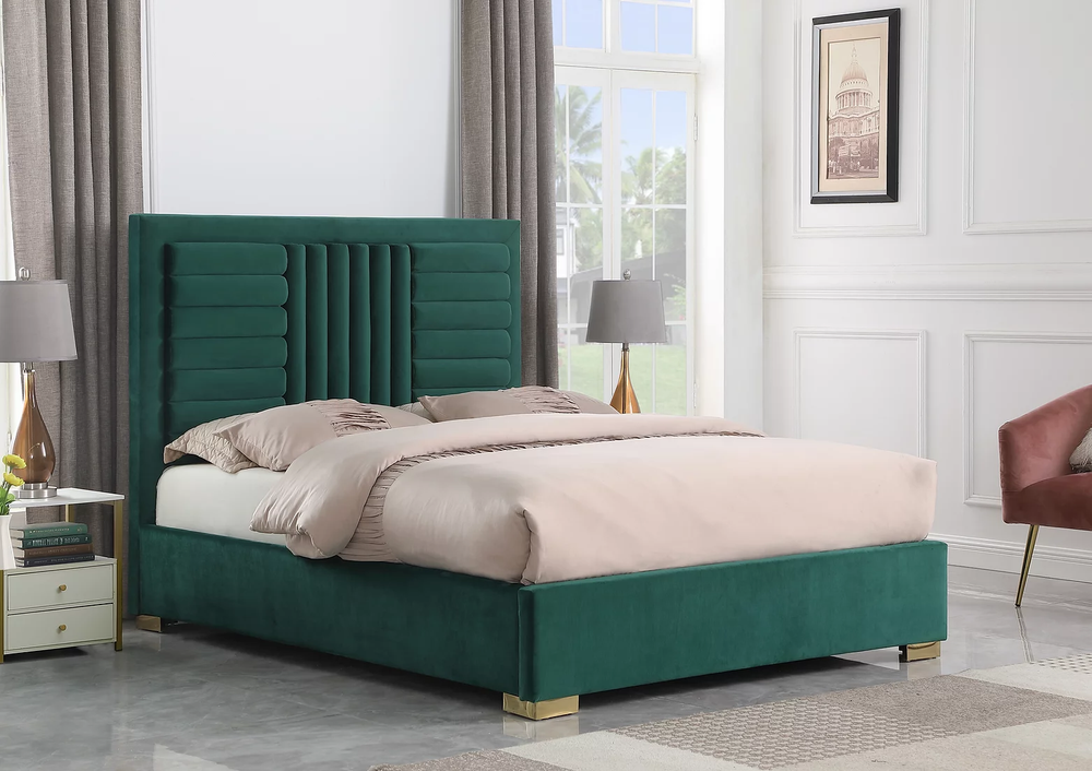 Anita Green Velvet Platform Bed