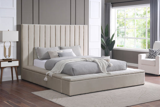 France Beige Platform Bed