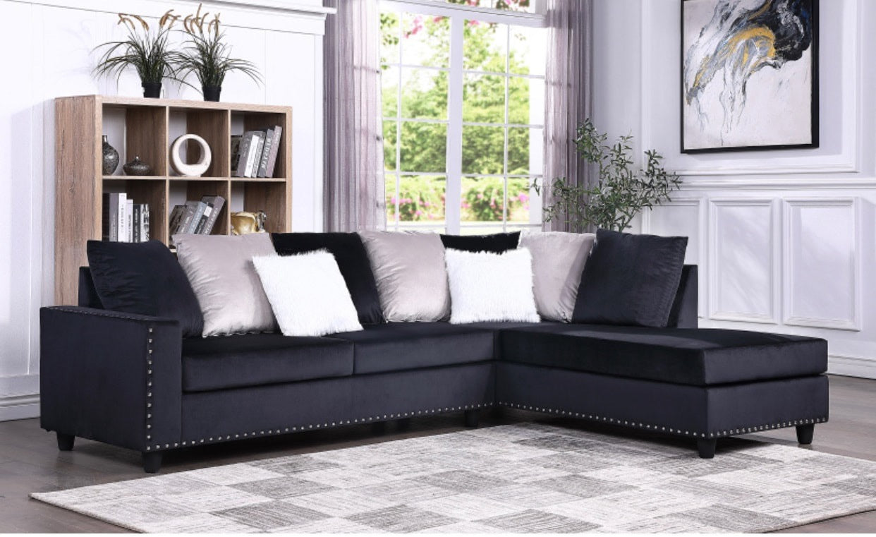 Cindy Black Reversible Sectional