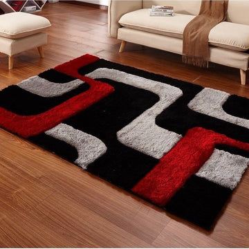 Crown Shag 3D Red/Black Area Rug