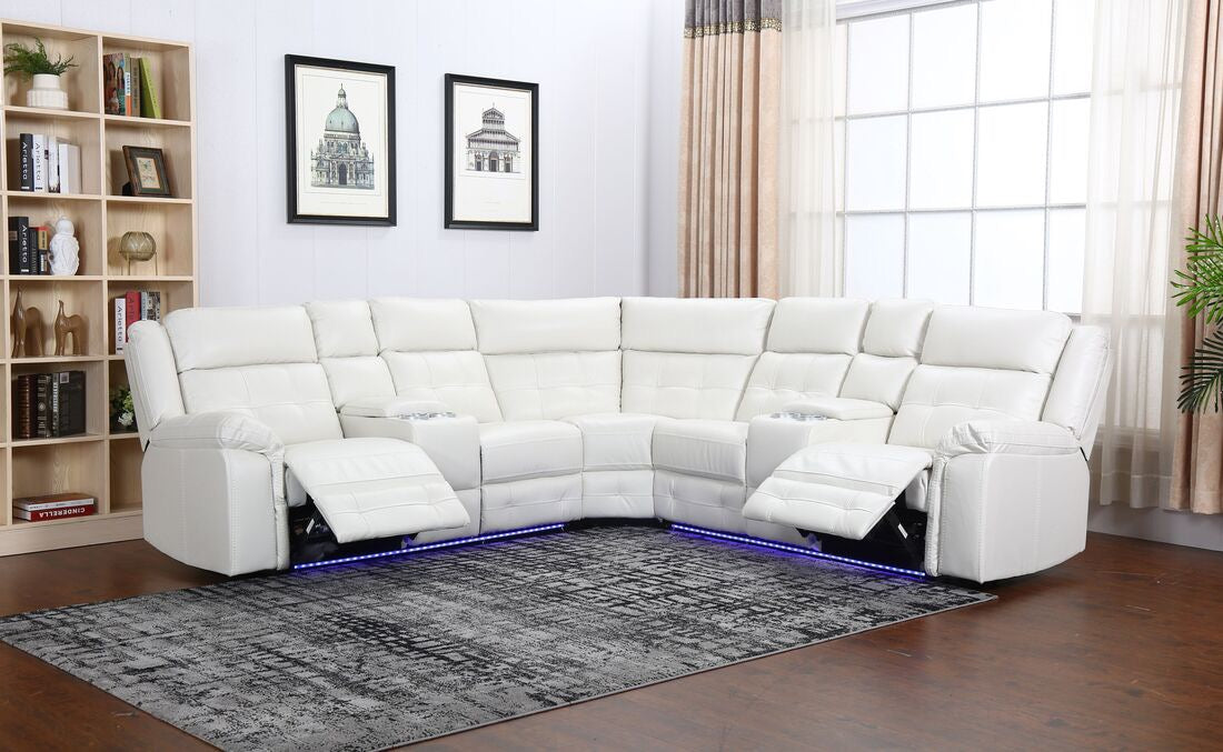 Amazon White Power Reclining Sectional Set