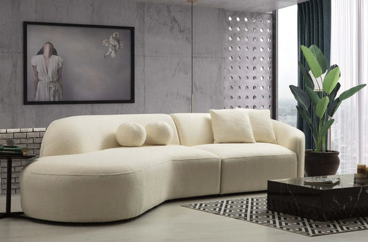 Cloe Ivory Boucle Curved LAF Sectional