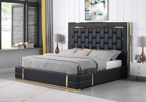 Marbella Black Storage Bed with Gold Accents