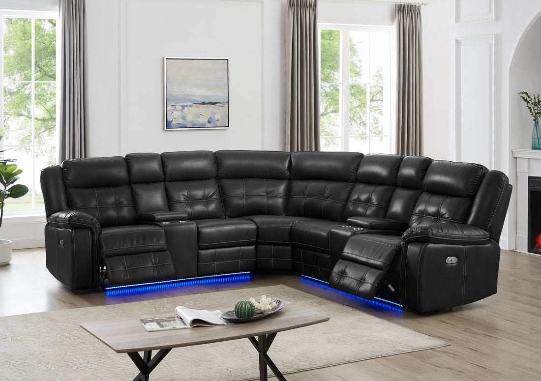Amazon Black Power Reclining Sectional Set