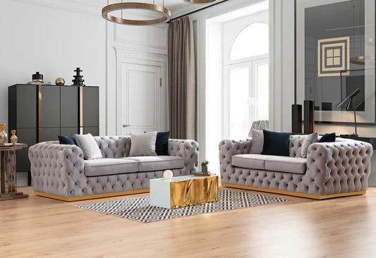 Stella Gray Velvet Sofa & Loveseat