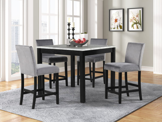 Dior 5-PC Gray Counter Height Dining Set