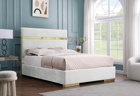 Cartier Ivory Velvet Platform Bed