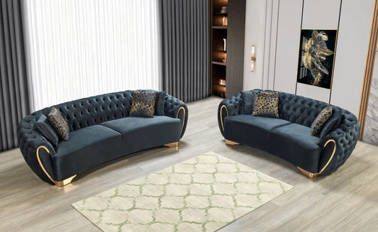 Victoria Holy Green Velvet Sofa & Loveseat