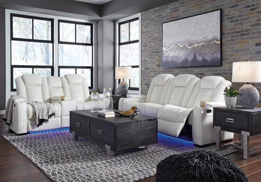 Ashley White Power 2PC Reclining Sofa-Loveseat Set