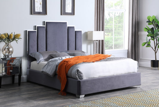 Coco Gray Velvet Platform Bed