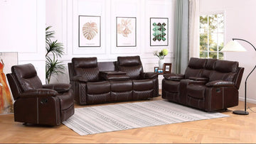 Brown 3-PC Reclining Living Room Set